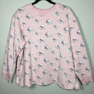 Vintage Pink Floral Grannycore Grandma Cottagecore Feminine Sweatshirt 16-18W